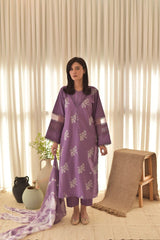 Hooriya Purple 3PC – Juliet Embroidered Stitched