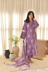 Hooriya Purple 3PC – Juliet Embroidered Stitched