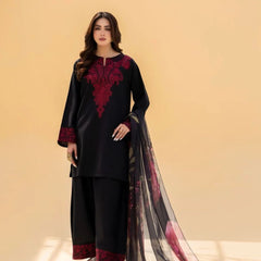 Ruby Nori 3PC – Grace Embroidered Lawn Suit with Chiffon Dupatta BY Al Asar Art