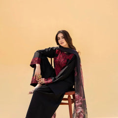 Ruby Nori 3PC – Grace Embroidered Lawn Suit with Chiffon Dupatta BY Al Asar Art